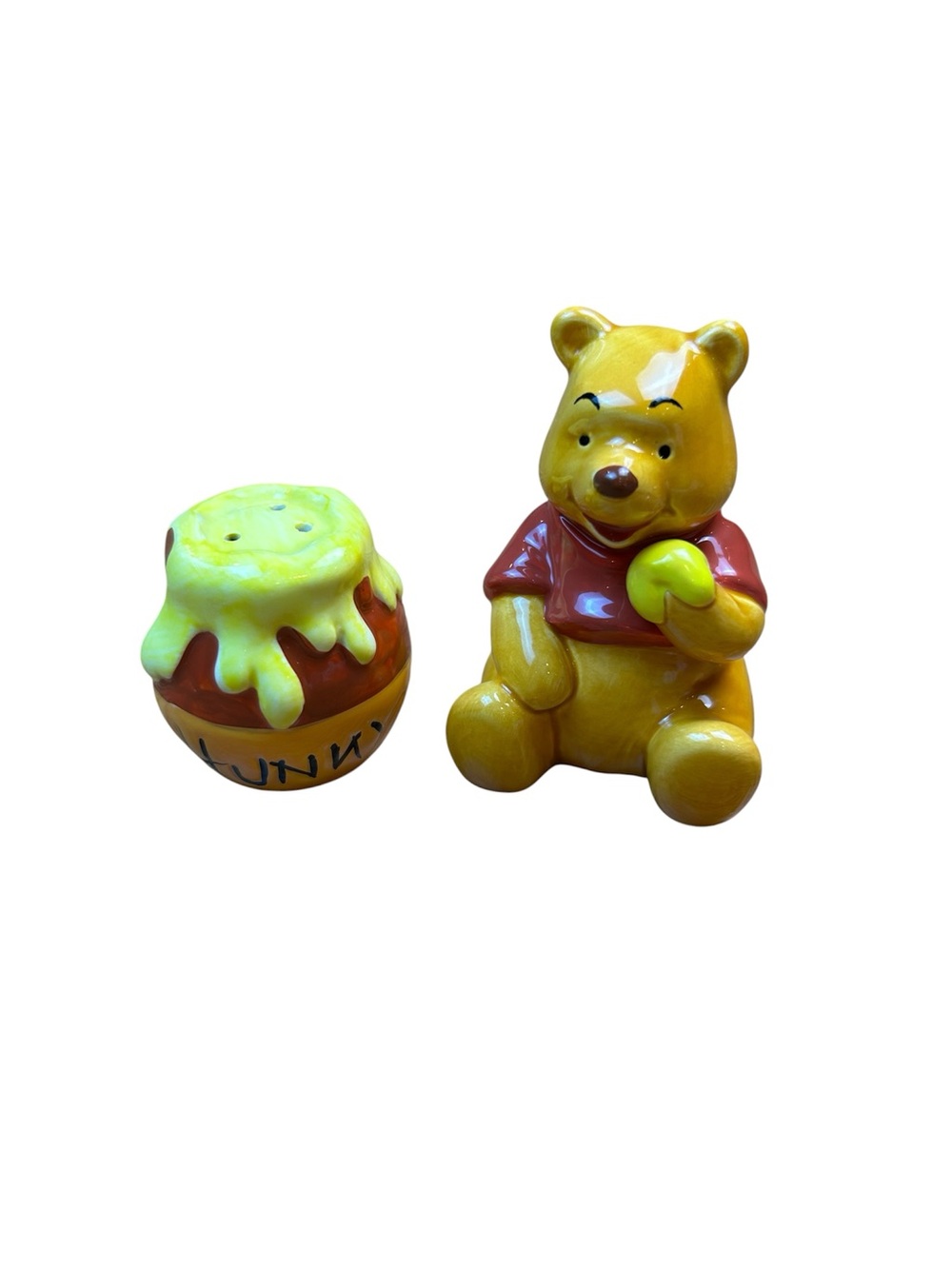 Vintage Winnie the Pooh Hunny Pot Ceramic Salt and Pepper Shakers